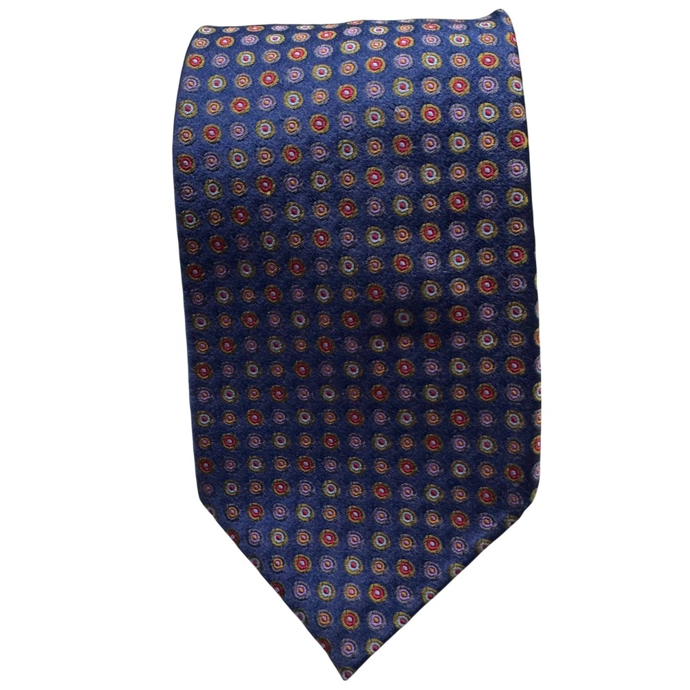 Charles Tyrwhitt Mens Navy Blue Silk Medallion Necktie Made in Italy